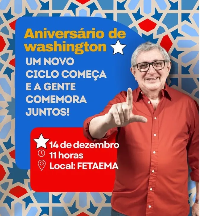Washington Oliveira: celebração de aniversário reunirá figuras influentes da política maranhense. Imagem: Assessoria
