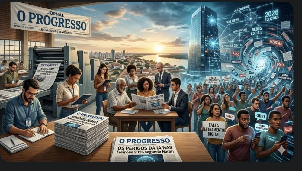 Min Algoritmo vs. Jornalismo: Quem Governa a Sua Opinião? Enquanto a Inteligência Artificial fabrica bolhas de ilusão, o filtro humano da imprensa profissional torna-se a última linha de defesa da sanidade democrática. Imagem IA