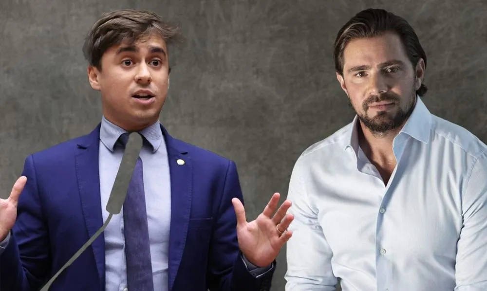 Nikolas Ferreira (PL-MG) manteve contato com Daniel Vorcaro, dono do Banco Master e preso devido a fraudes no sistema bancário. Montagem/Kaio Magalhães