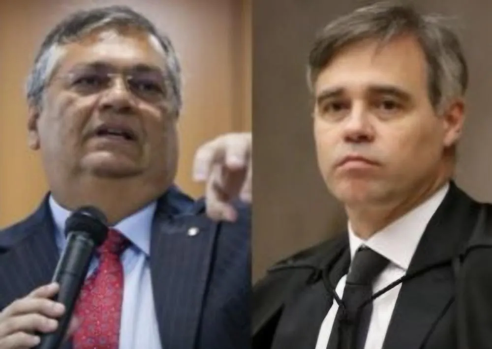 REVIRAVOLTA NO STF: O ministro Flávio Dino reintegrou Andrei Rodrigues e Leandro Almada ao comando da Polícia Federal, suspendendo a decisão de André Mendonça. Imagem: Montagem