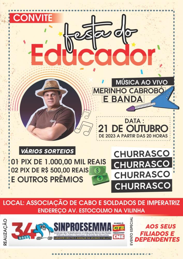 A festa acontecerá no dia 21 de outubro (sábado), a partir das 19:00, na Associação de Cabos e Soldados de Imperatriz.
