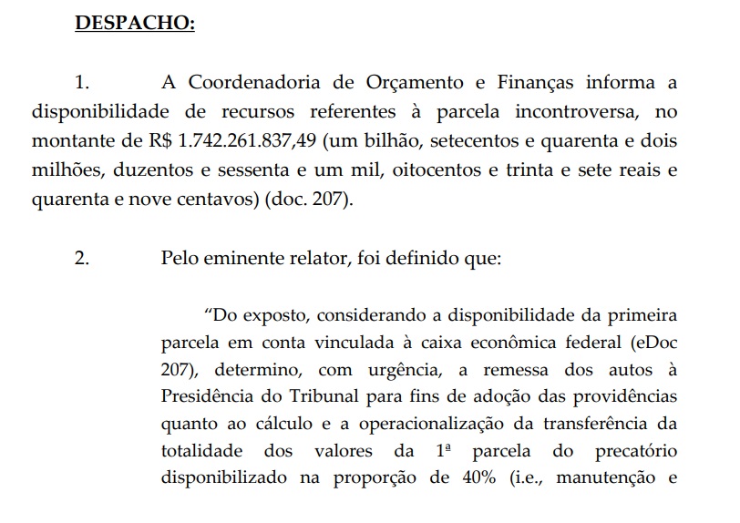 Trecho do despacho do MInistro do STF José Roberto Barroso