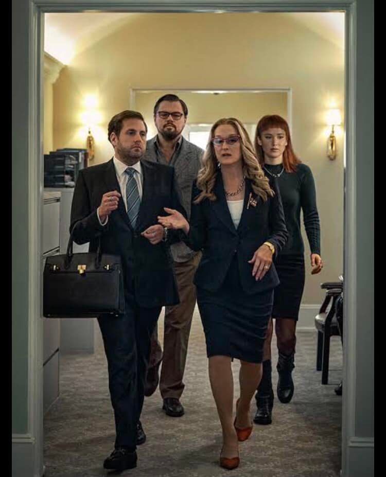 Leonardo de Caprio, Meryl Streep, Jennifer Lawrence em 
