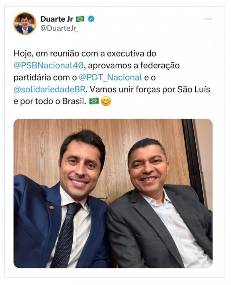 Duarte comemorou a união do PSB, PDT e Solidariedade com uma foto ao lado do ex-deputado Bira…