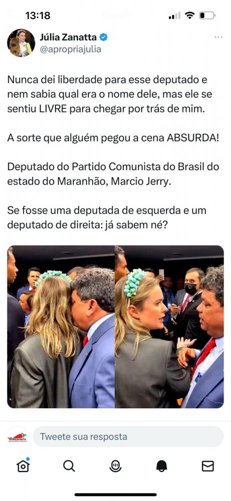 A parlamentar publicou nas suas redes sociais nesta quarta-feira uma imagem da reunião da Comissão de Segurança Pública e Combate ao Crime Organizado, que recebeu ontem o ministro da Justiça Flávio Dino.